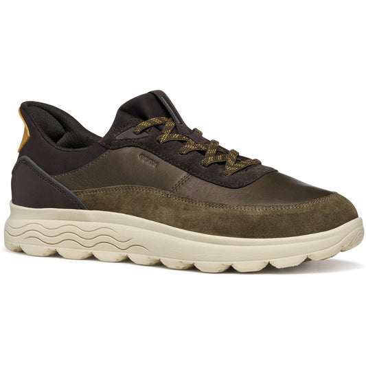 Military-Coffee - Front - Geox Mens U Spherica Plus Leather Trainers