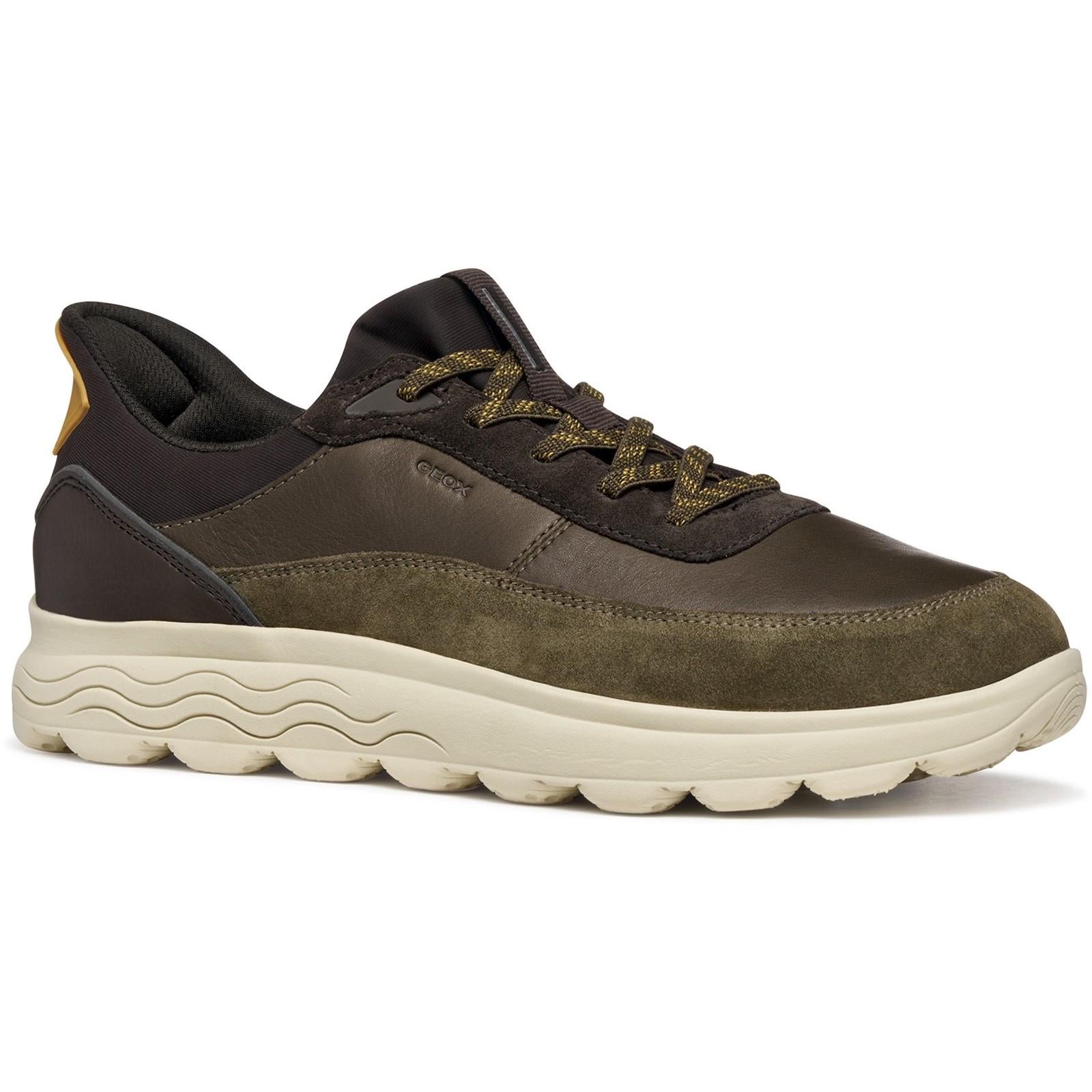 Military-Coffee - Front - Geox Mens U Spherica Plus Leather Trainers