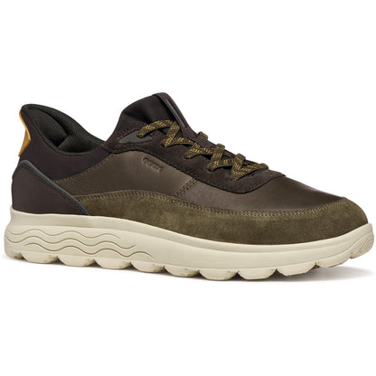 Military-Coffee - Front - Geox Mens U Spherica Plus Leather Trainers