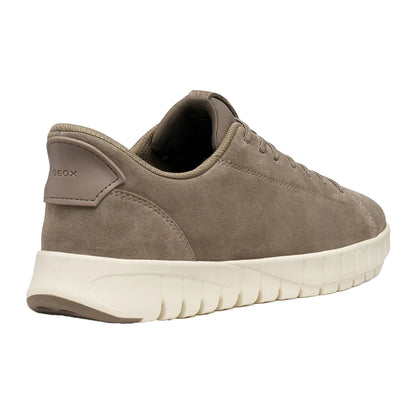 Dove Grey - Back - Geox Mens Leather FlexStride Plus Trainers