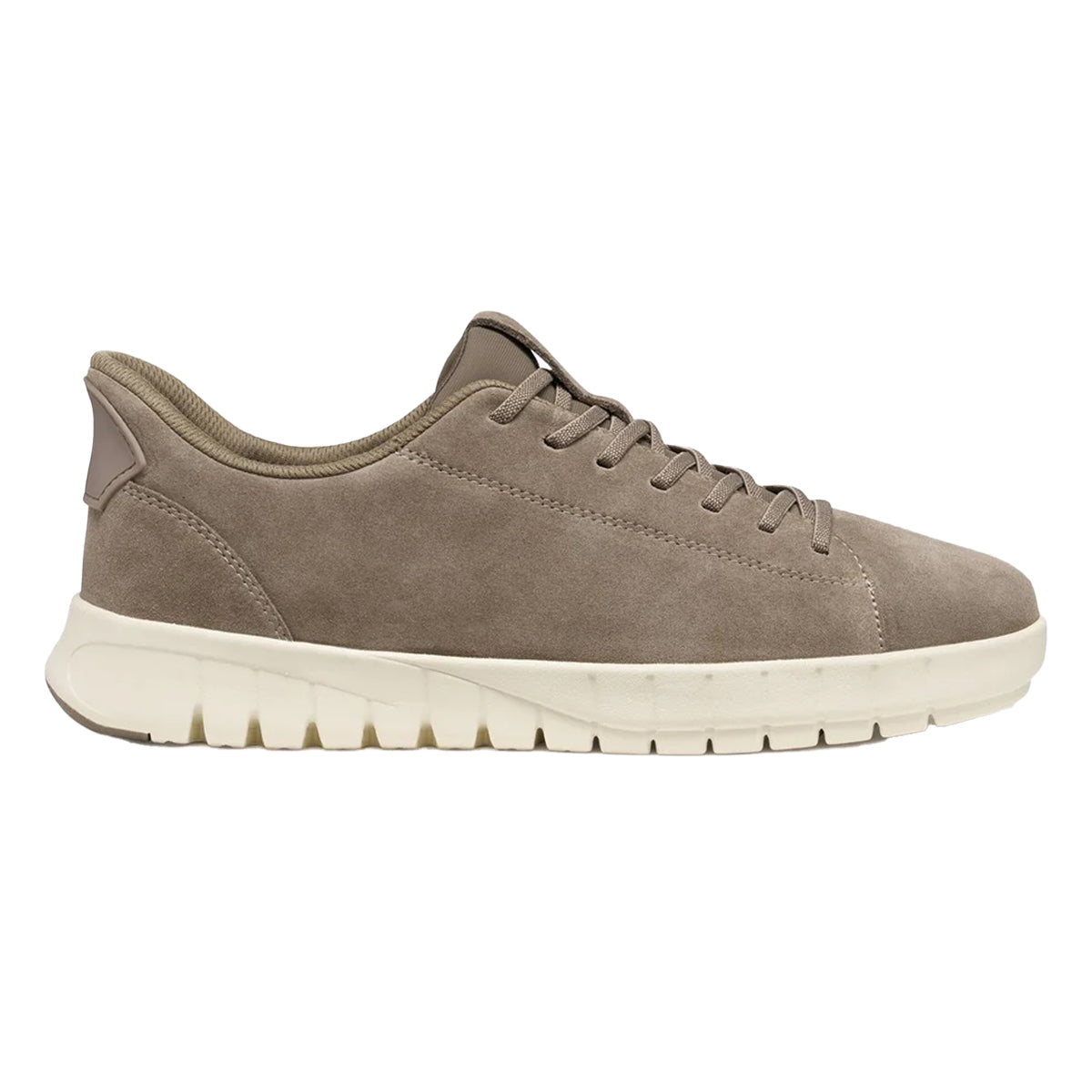 Dove Grey - Side - Geox Mens Leather FlexStride Plus Trainers