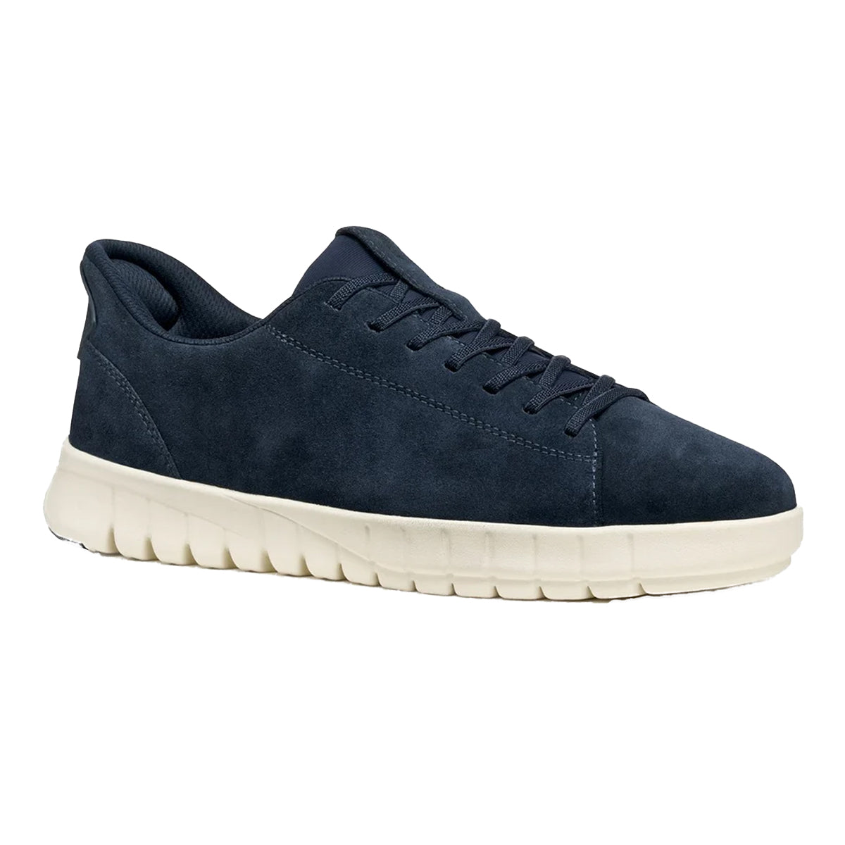 Navy - Front - Geox Mens Leather FlexStride Plus Trainers