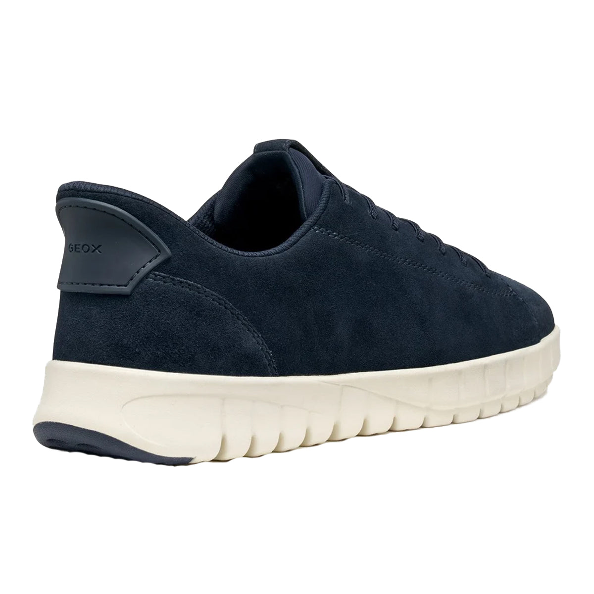 Navy - Back - Geox Mens Leather FlexStride Plus Trainers