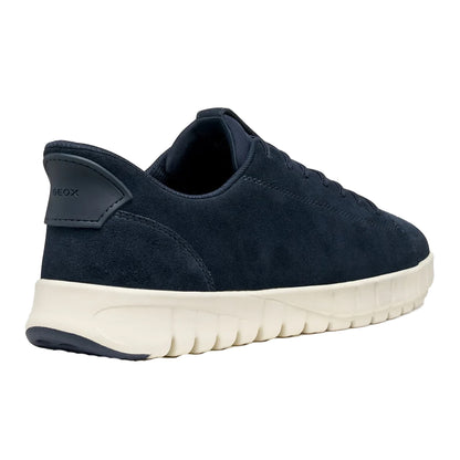 Navy - Back - Geox Mens Leather FlexStride Plus Trainers