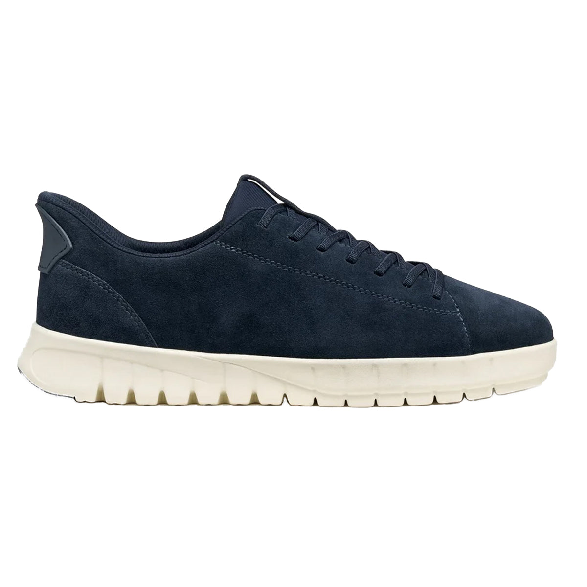 Navy - Side - Geox Mens Leather FlexStride Plus Trainers