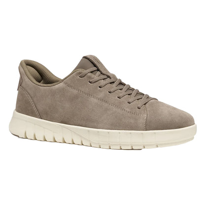 Dove Grey - Front - Geox Mens Leather FlexStride Plus Trainers