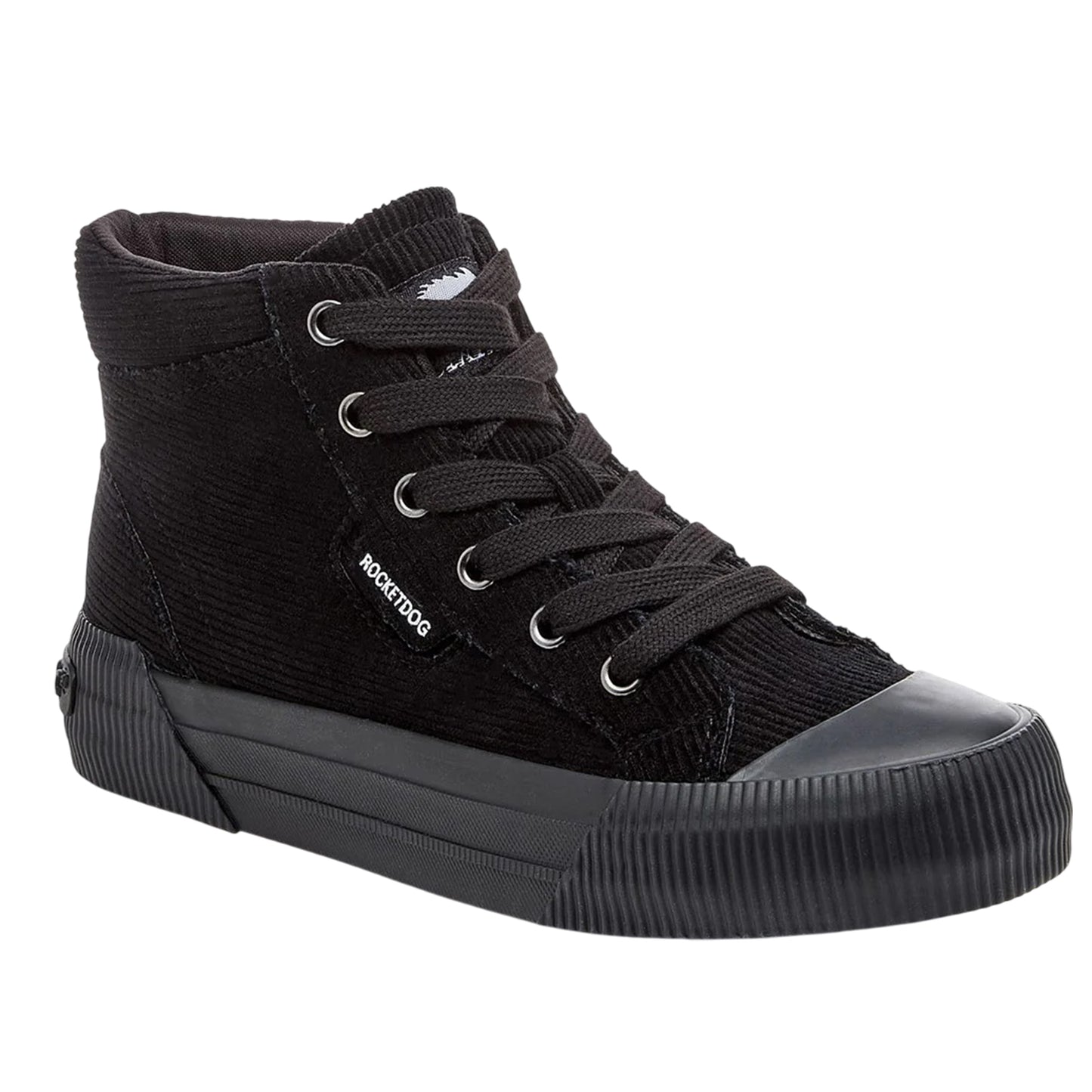 Black - Front - Rocket Dog Womens-Ladies Cheery Corduroy High Top Trainers