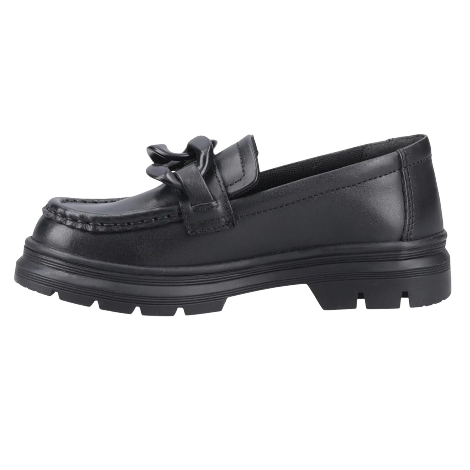 Black - Side - POD Girls Mina Leather Loafers