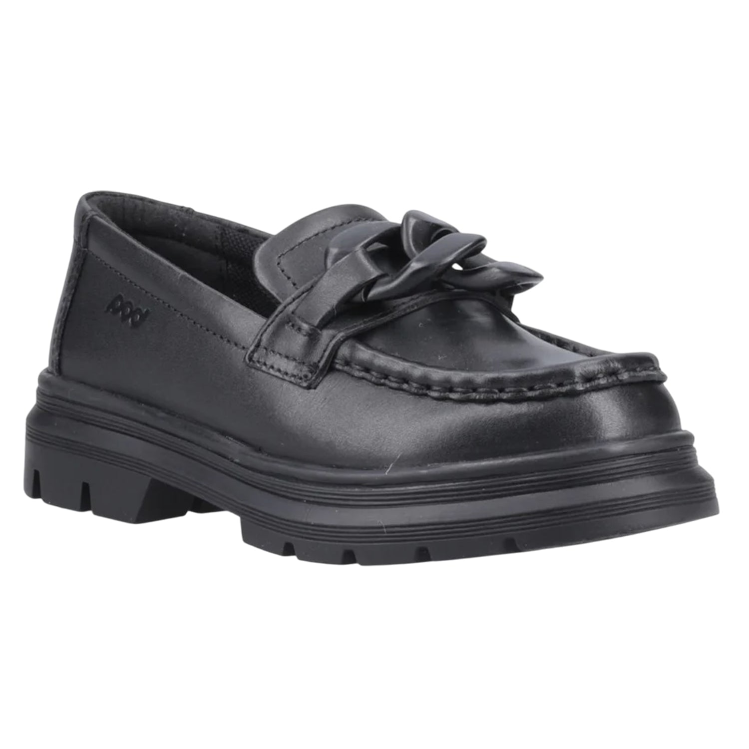 Black - Front - POD Girls Mina Leather Loafers