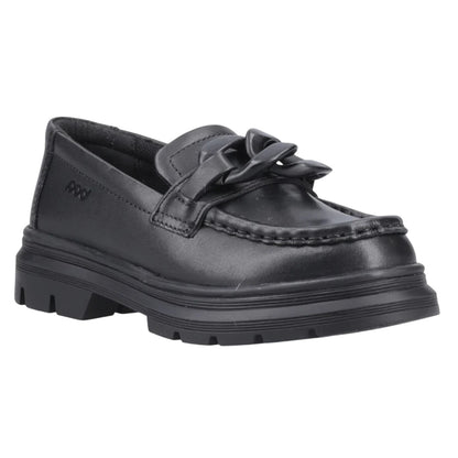 Black - Front - POD Girls Mina Leather Loafers