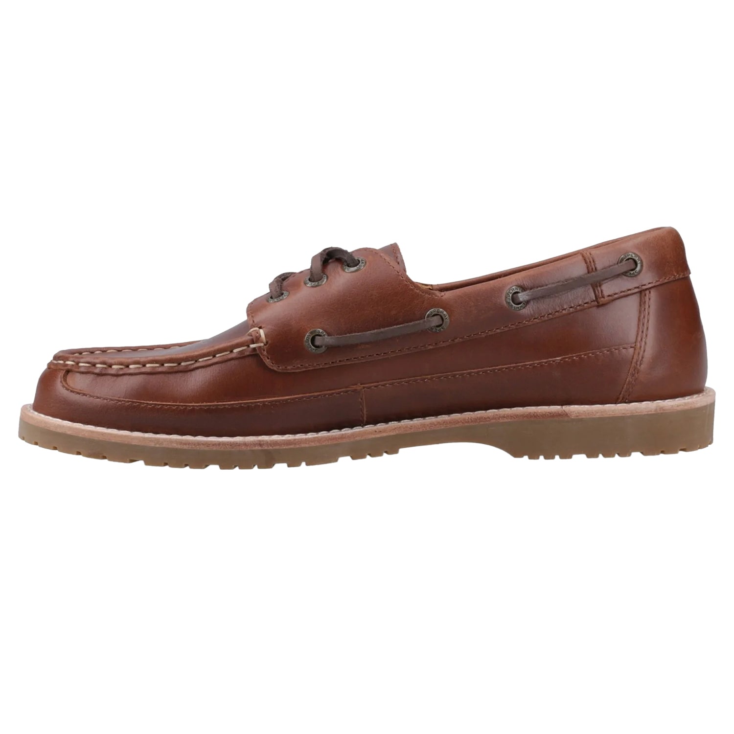 Brown - Pack Shot - Sperry Mens Logo Leather Boat Shoes