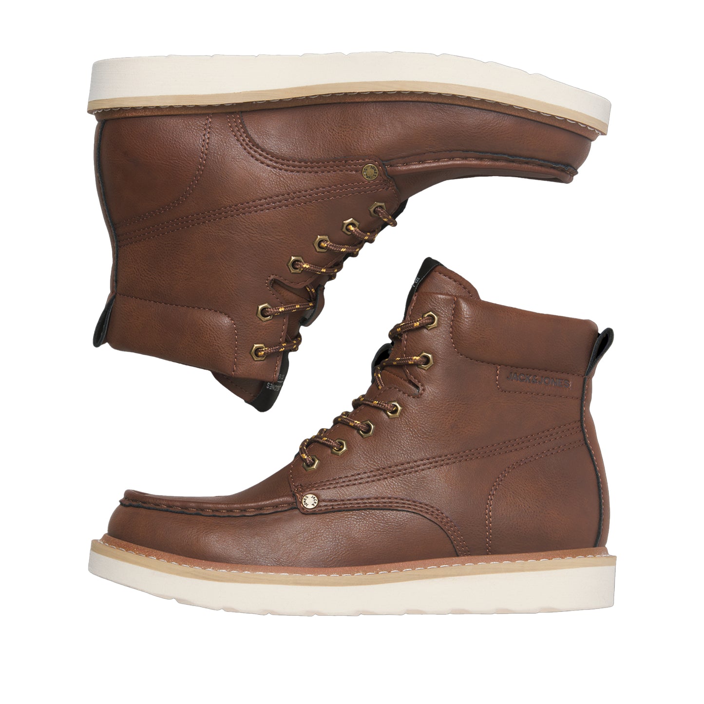 Cognac - Close up - Jack And Jones Mens Archway Moc Toe Ankle Boots