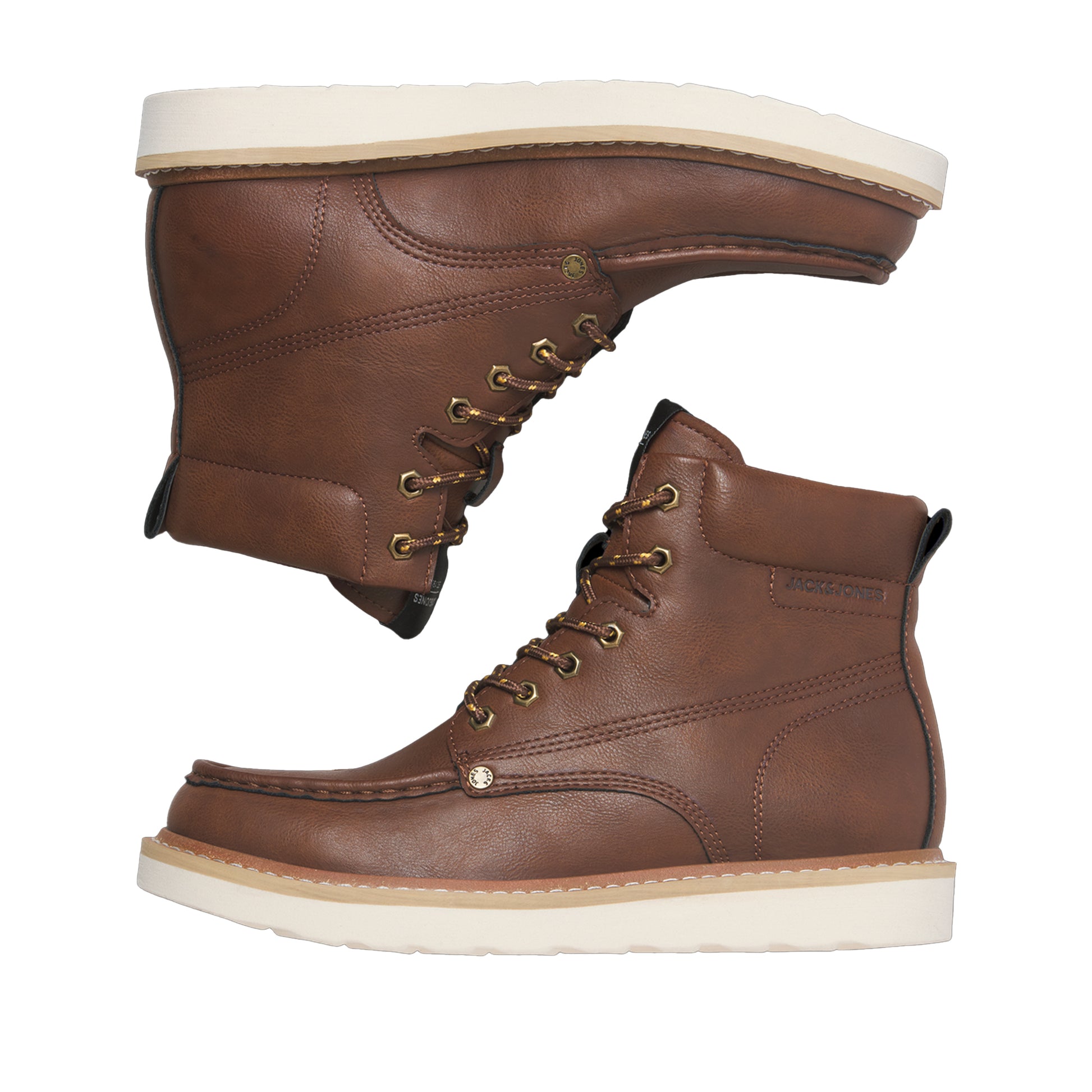 Cognac - Close up - Jack And Jones Mens Archway Moc Toe Ankle Boots