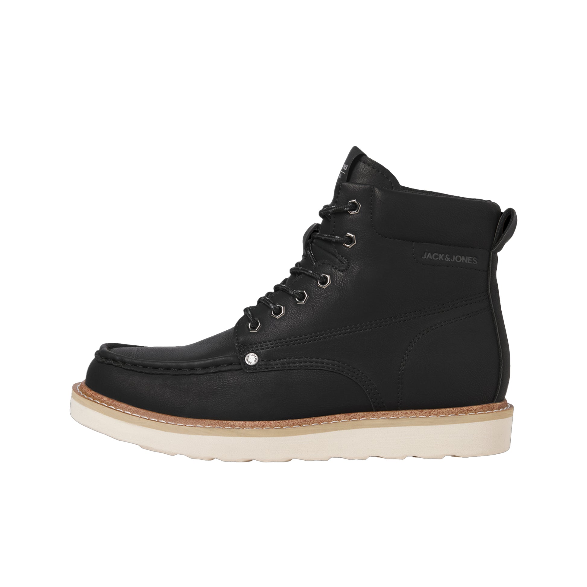 Anthracite - Side - Jack And Jones Mens Archway Moc Toe Ankle Boots
