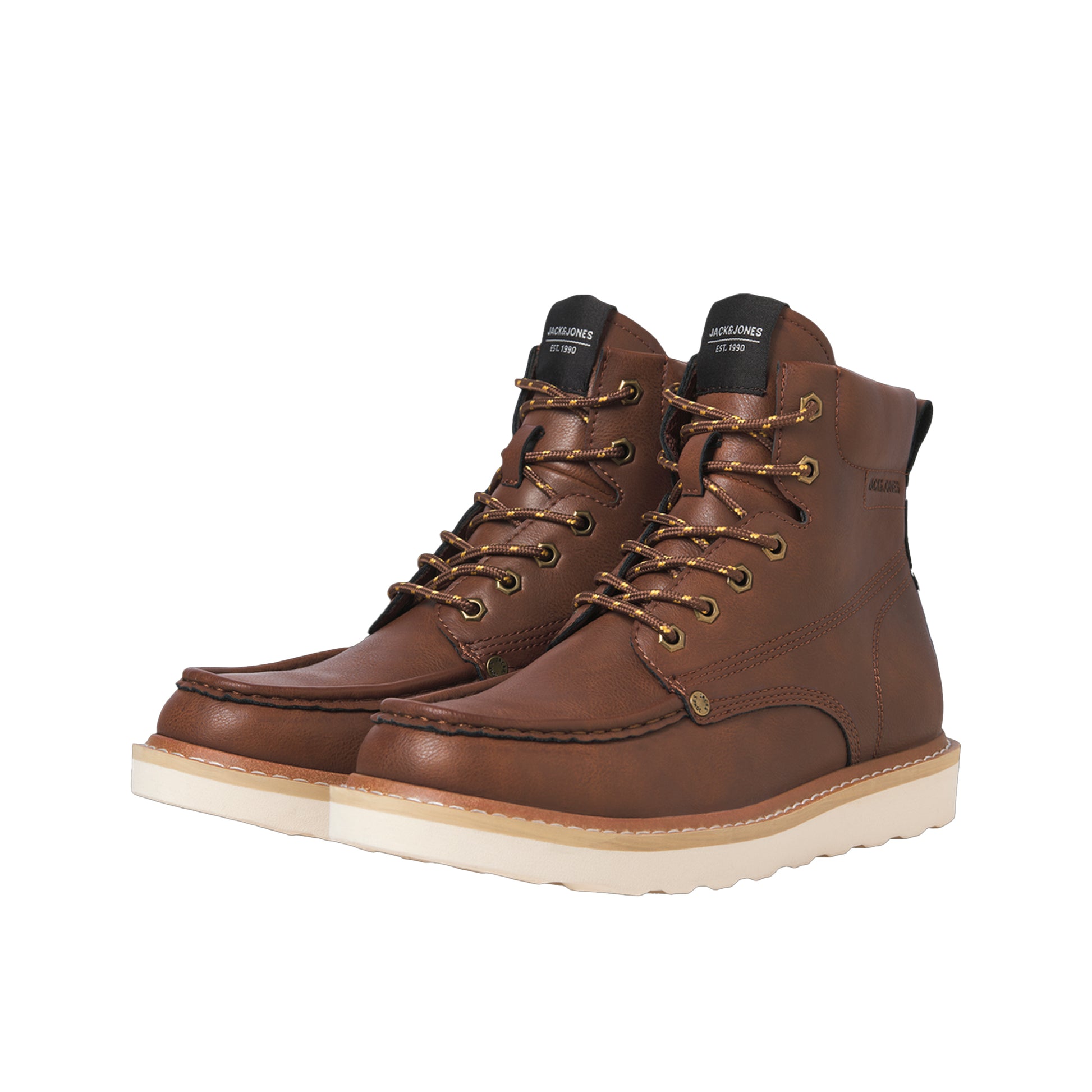 Cognac - Front - Jack And Jones Mens Archway Moc Toe Ankle Boots