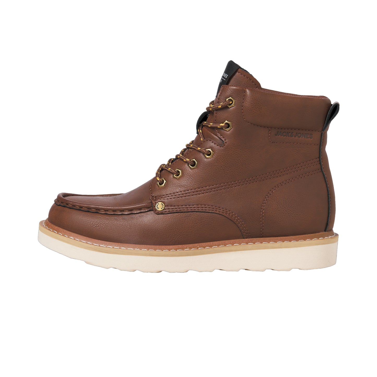 Cognac - Side - Jack And Jones Mens Archway Moc Toe Ankle Boots