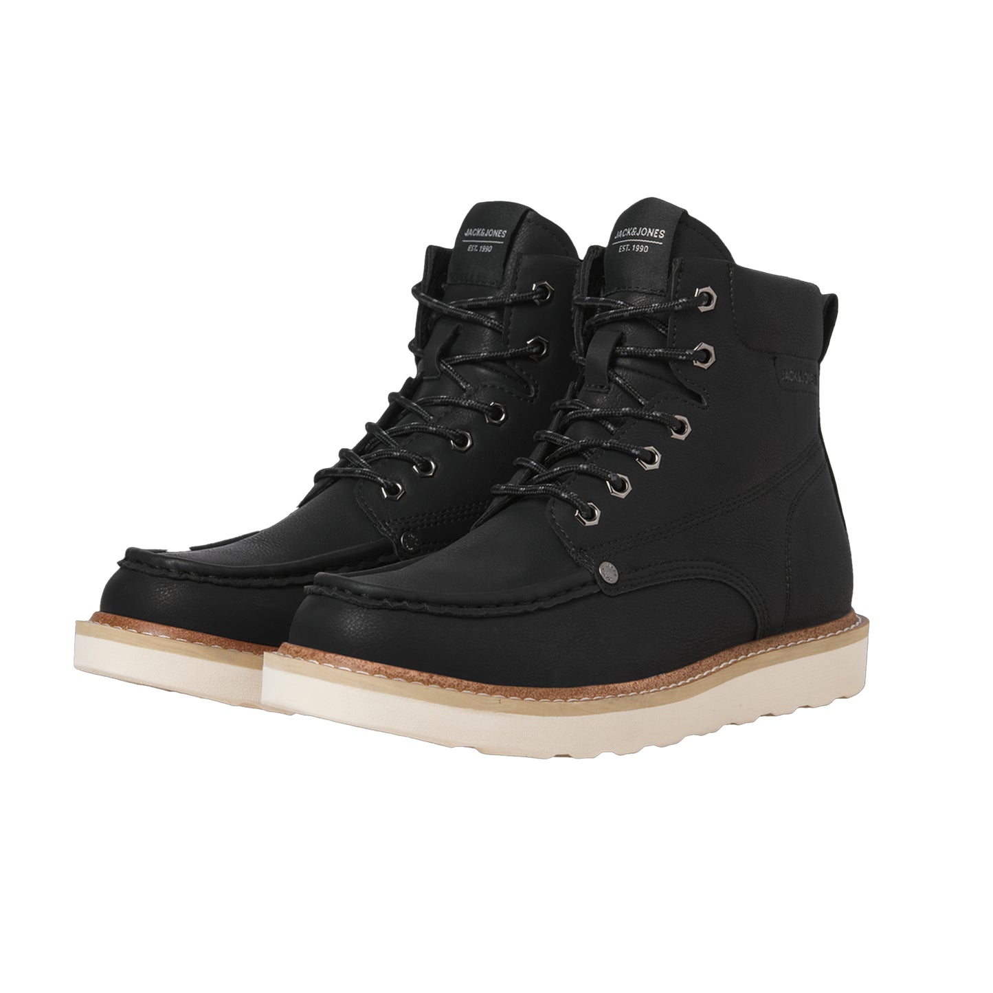 Anthracite - Front - Jack And Jones Mens Archway Moc Toe Ankle Boots