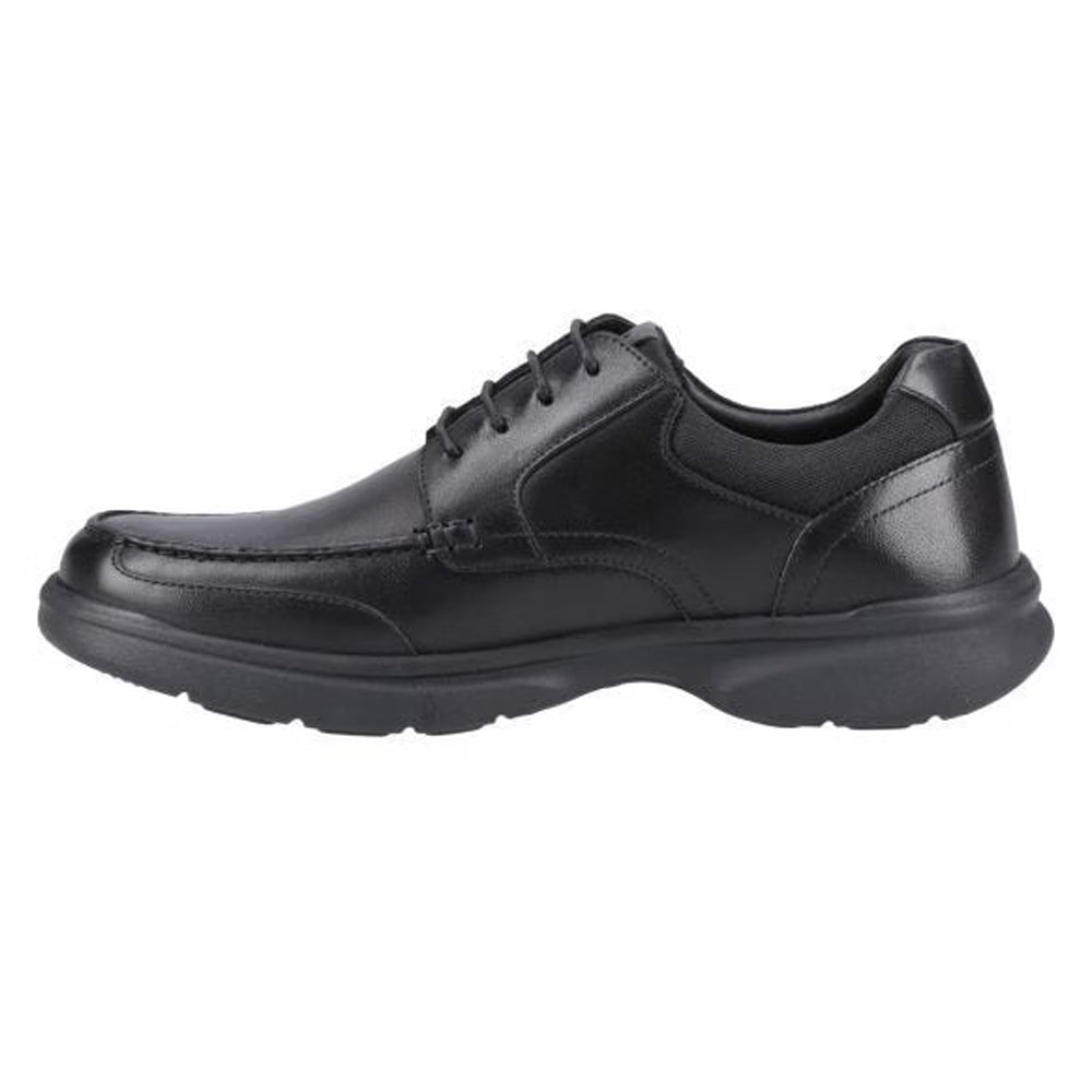 Black - Side - Hush Puppies Mens Hugh Leather Casual Shoes