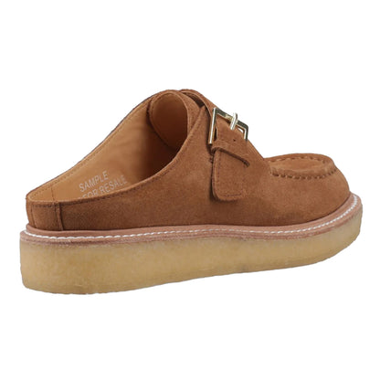 Tan - Back - Sperry Womens-Ladies Captain´s Nubuck Mules
