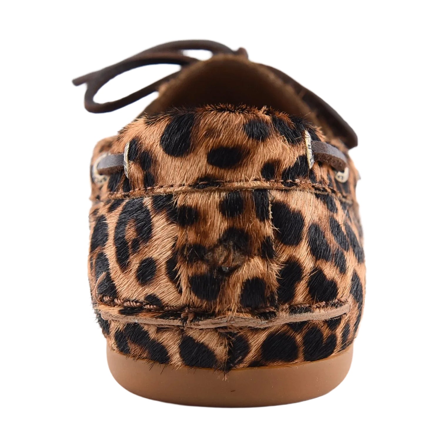 Brown-Black - Back - Sperry Womens-Ladies Leopard Print Boat Shoes