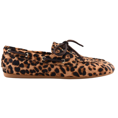 Brown-Black - Side - Sperry Womens-Ladies Leopard Print Boat Shoes