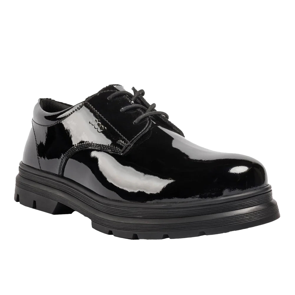 Black Patent - Front - POD Girls Irene Leather School Shoes
