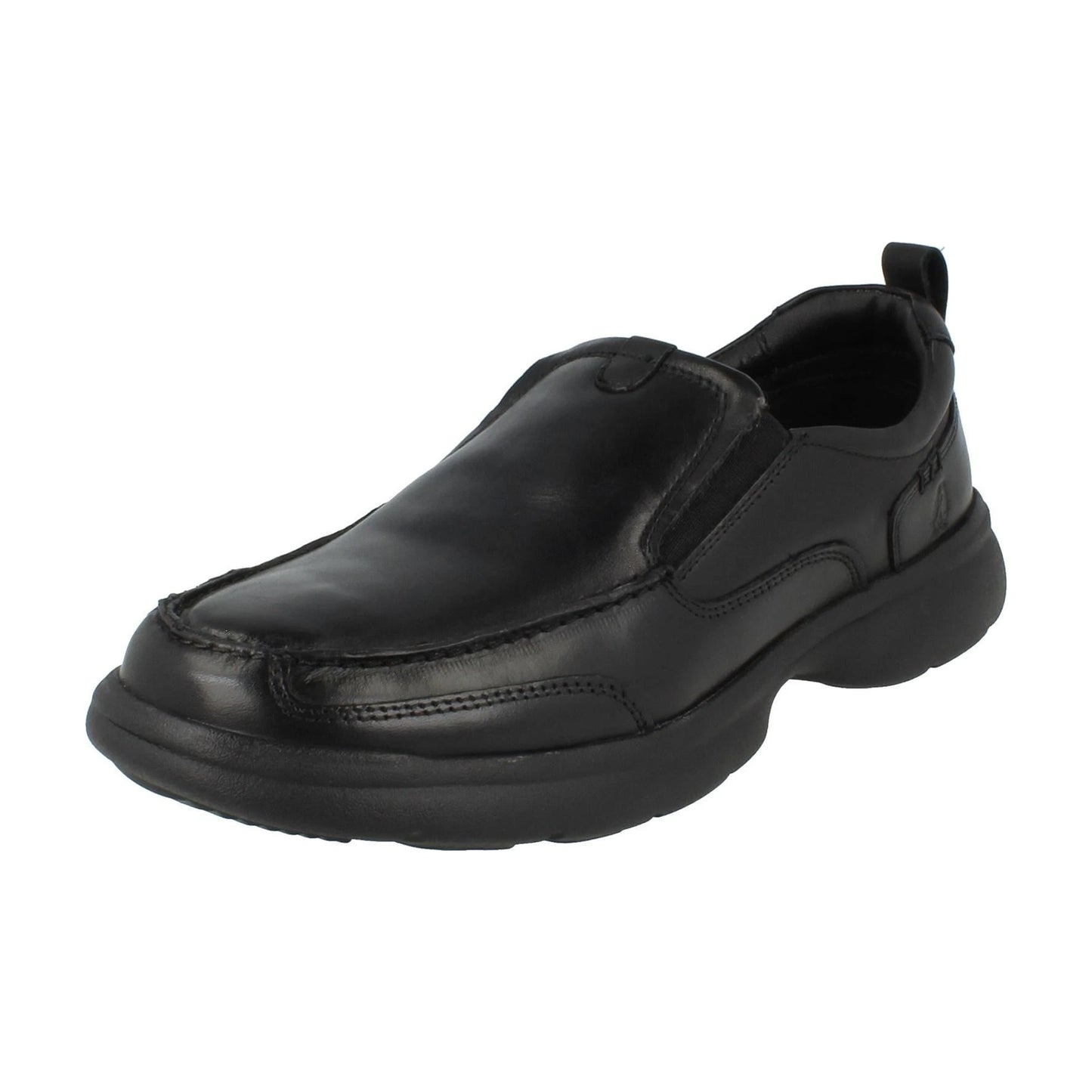 Black - Front - Hush Puppies Mens Harold Leather Slip-on Flats