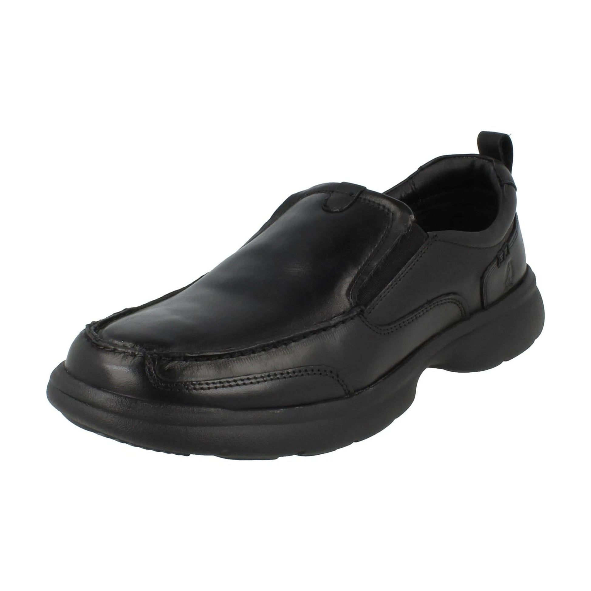 Black - Front - Hush Puppies Mens Harold Leather Slip-on Flats