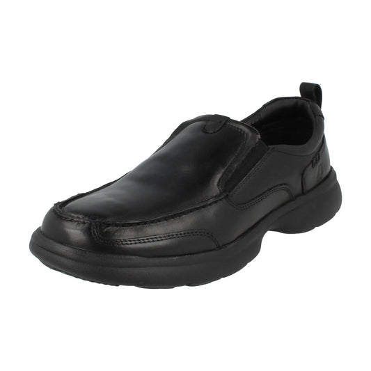 Black - Front - Hush Puppies Mens Harold Leather Slip-on Flats