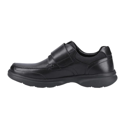 Black - Side - Hush Puppies Mens Hector Touch Fastening Flats