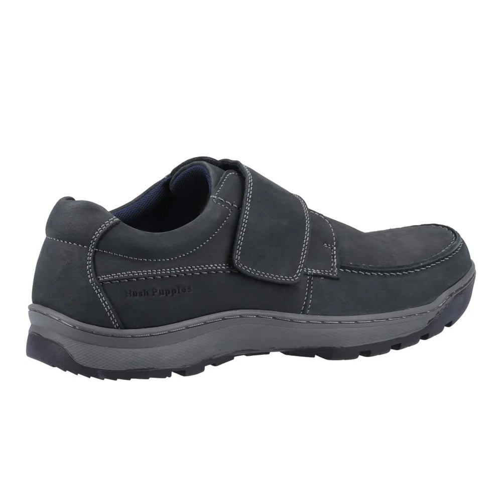 Navy - Back - Hush Puppies Mens Casper Leather Touch Fastening Shoes