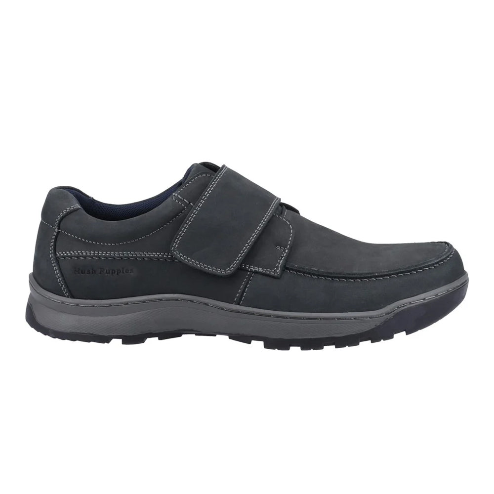 Navy - Lifestyle - Hush Puppies Mens Casper Leather Touch Fastening Shoes