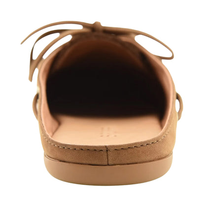 Tan - Back - Sperry Womens-Ladies Leather Slim Mules