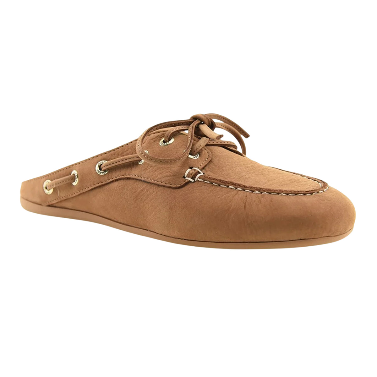 Tan - Side - Sperry Womens-Ladies Leather Slim Mules