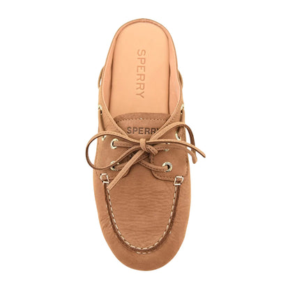 Tan - Pack Shot - Sperry Womens-Ladies Leather Slim Mules