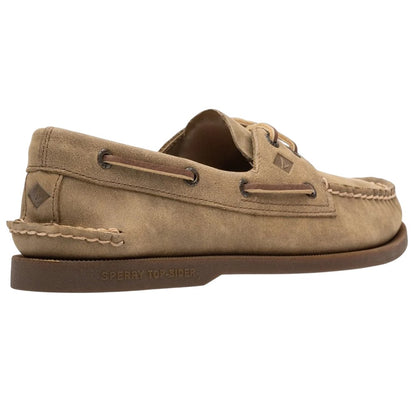Tan - Back - Sperry Mens Authentic Leather 2 Eyelet Boat Shoes