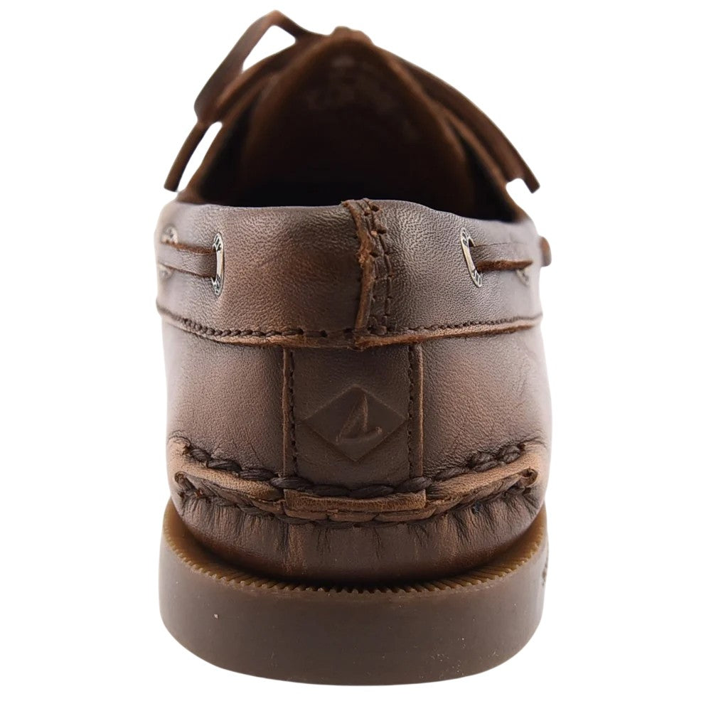 Medium Brown - Back - Sperry Mens Authentic Leather 2 Eyelet Boat Shoes