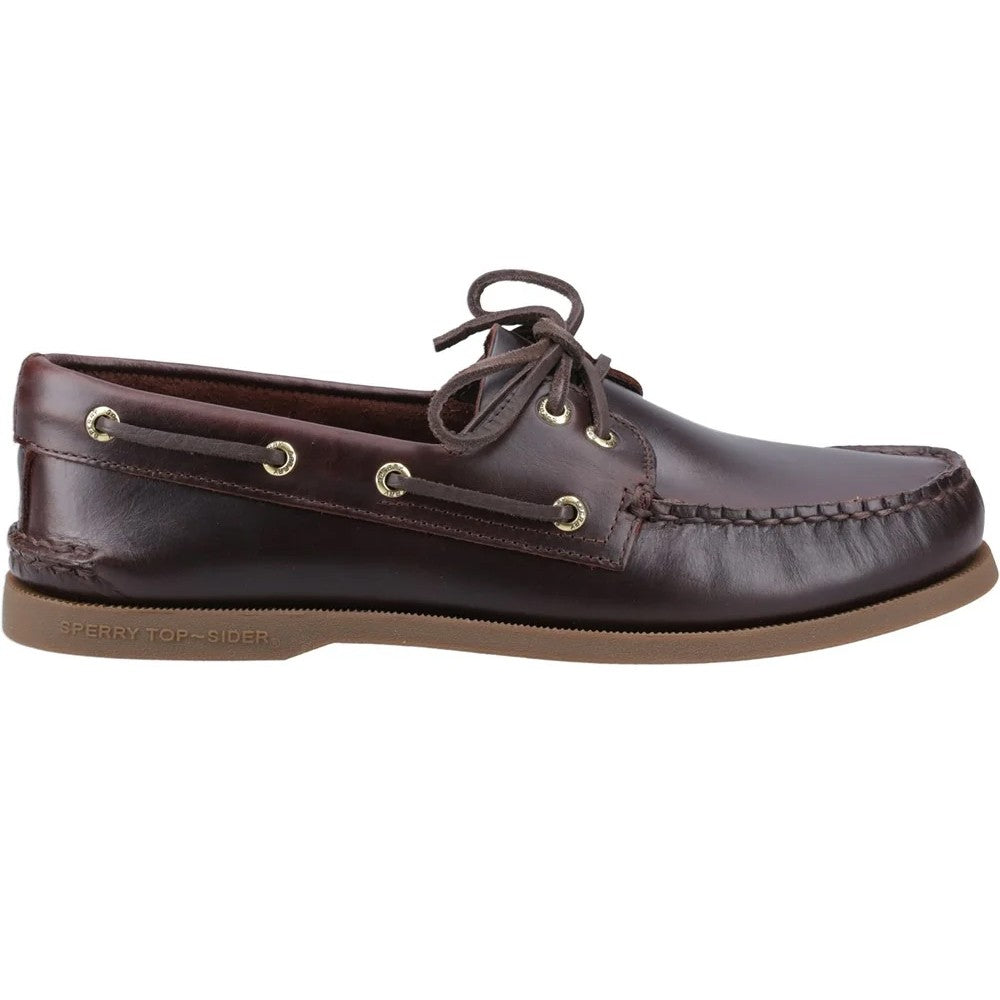 Amaretto - Front - Sperry Mens Authentic Leather 2 Eyelet Boat Shoes