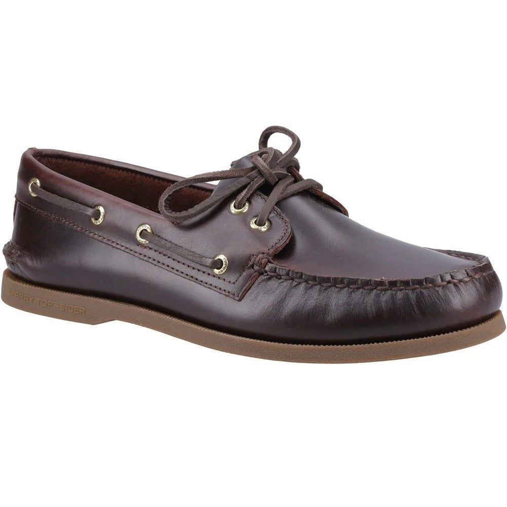 Amaretto - Pack Shot - Sperry Mens Authentic Leather 2 Eyelet Boat Shoes