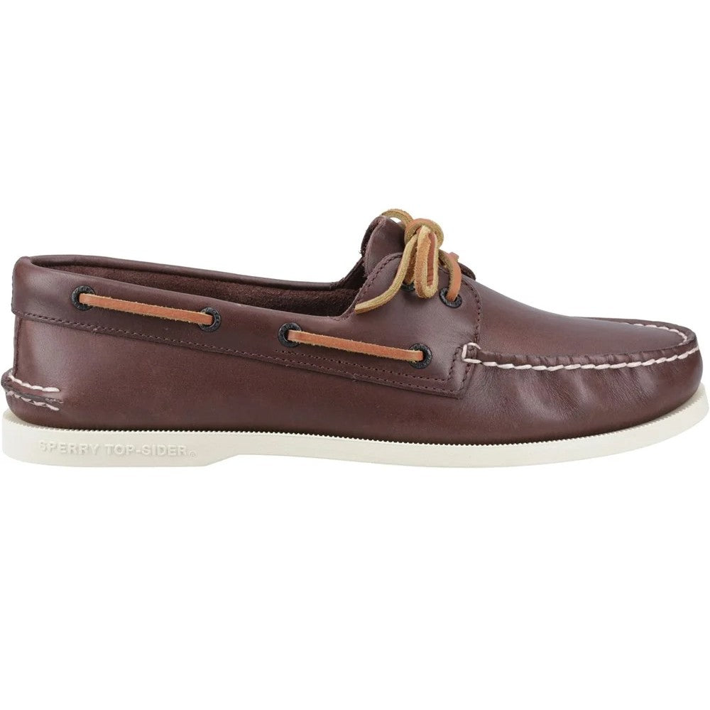 Brown - Front - Sperry Mens Authentic Leather 2 Eyelet Boat Shoes