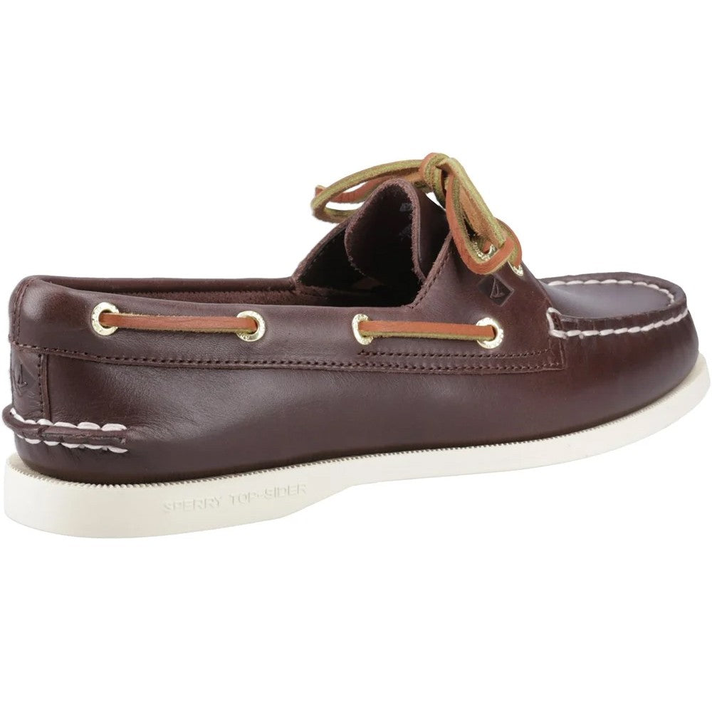 Brown - Back - Sperry Mens Authentic Leather 2 Eyelet Boat Shoes
