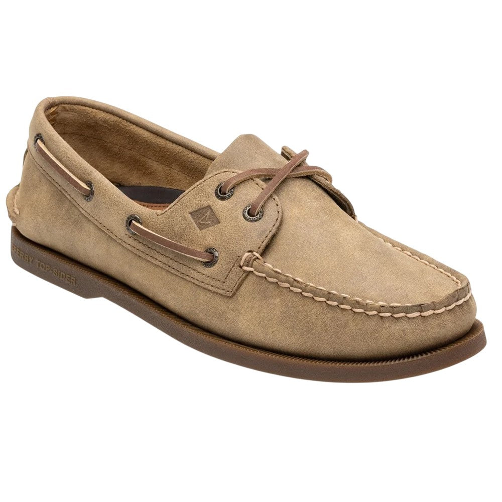 Tan - Close up - Sperry Mens Authentic Leather 2 Eyelet Boat Shoes