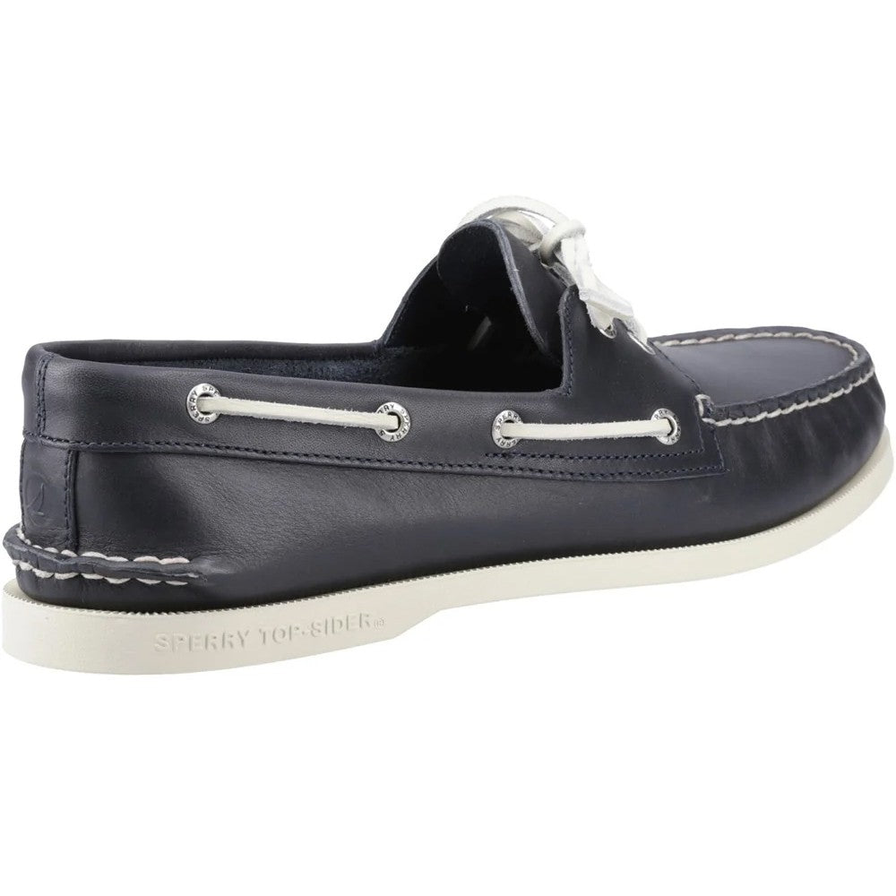Navy - Back - Sperry Mens Authentic Leather 2 Eyelet Boat Shoes