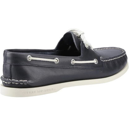 Navy - Back - Sperry Mens Authentic Leather 2 Eyelet Boat Shoes