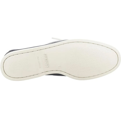 Navy - Side - Sperry Mens Authentic Leather 2 Eyelet Boat Shoes