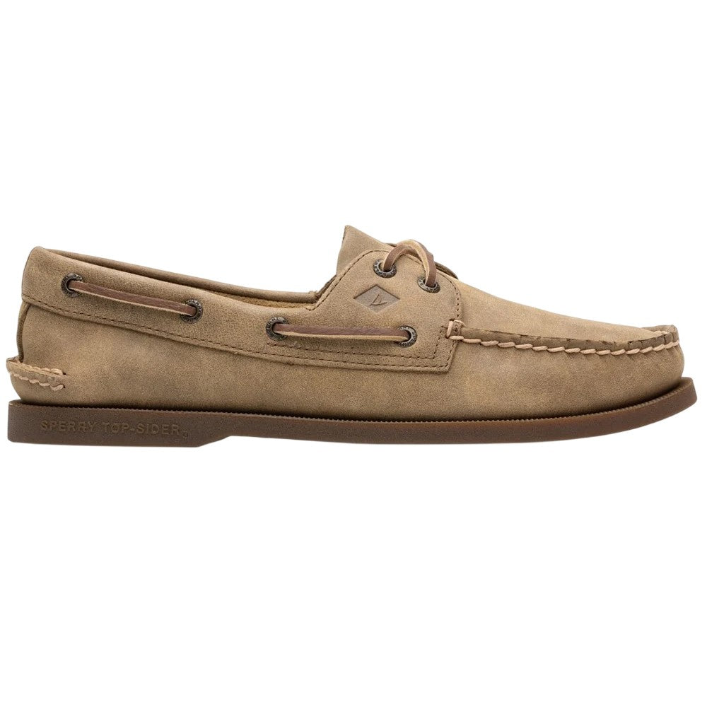 Tan - Front - Sperry Mens Authentic Leather 2 Eyelet Boat Shoes