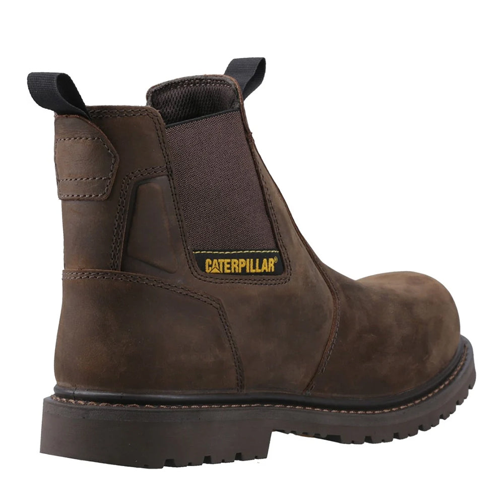 Brown - Back - Caterpillar Mens Ager Dealer Leather Occupational Work Boots