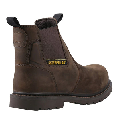 Brown - Back - Caterpillar Mens Ager Dealer Leather Occupational Work Boots