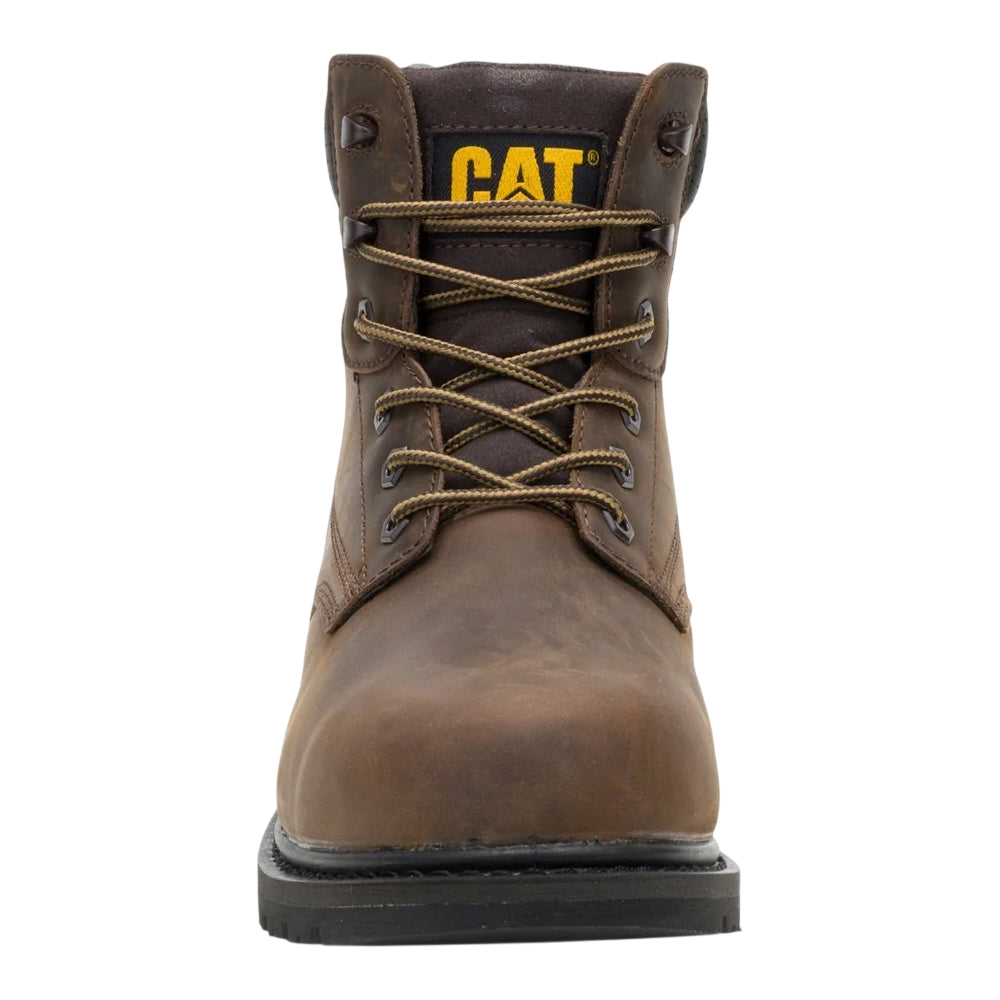 Brown - Close up - Caterpillar Mens Silva Leather Lace Up Work Boots