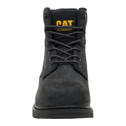 Black - Close up - Caterpillar Mens Silva Leather Lace Up Work Boots